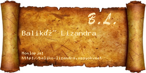 Balikó Lizandra névjegykártya